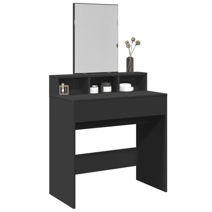 vidaXL Kaptafel met spiegel 80x41x144,5 cm zwart, Huis en Inrichting, Tafels | Kaptafels, Nieuw, Verzenden
