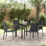 vidaXL Tuin Eetset 5 pcs Zwart Textilene en staal, Verzenden, Nieuw, Textileen