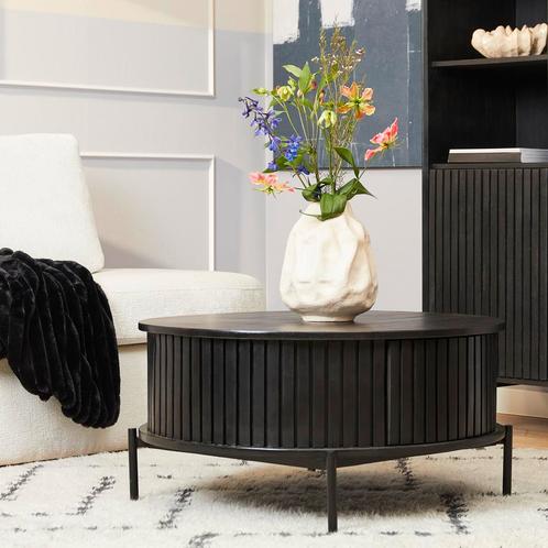 Salontafel Madison Black | 80 cm | Rond, Huis en Inrichting, Tafels | Salontafels, Nieuw, Ophalen of Verzenden