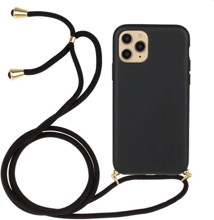 iPhone 12 Pro Max Crossbody TPU Hoesje met Koord Zwart, Telecommunicatie, Mobiele telefoons | Hoesjes en Frontjes | Apple iPhone