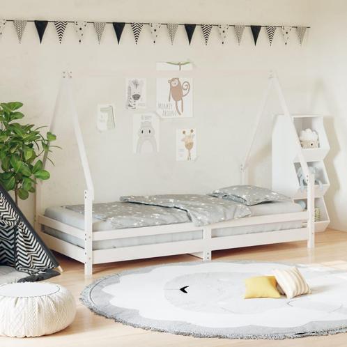 vidaXL Kinderbedframe 90x190 cm massief grenenhout wit, Kinderen en Baby's, Kinderkamer | Bedden, Nieuw, Verzenden
