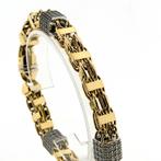 18 Krt. Gouden magnum schakel armband met zirconia | 24,5 cm, Goud, Met edelsteen, Gebruikt, Ophalen of Verzenden