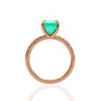 Ring - 14 karaat Roségoud - 2.32ct. tw. Smaragd - Diamant -, Nieuw