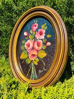 French painting - Lijst- Gouden ovaal frame met bloemige