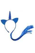 Eenhoorn Haarband Haar Blauw Unicorn Diadeem Oortjes Blauwe, Nieuw, Carnaval, Ophalen of Verzenden, Accessoires