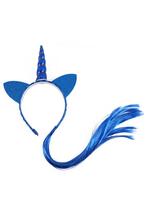 Eenhoorn Haarband Haar Blauw Unicorn Diadeem Oortjes Blauwe, Ophalen of Verzenden, Nieuw, Carnaval, Accessoires