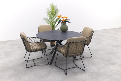 Taste Prego/Locarno ronde tuinset - 5-delig - 130 cm., Tuin en Terras, Tuinsets en Loungesets, Tuinset, Nieuw, Rvs, Verzenden