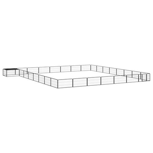 Hondenkennel 32 panelen 100x50 cm gepoedercoat staal zwart, Dieren en Toebehoren, Hondenhokken, Nieuw, Verzenden