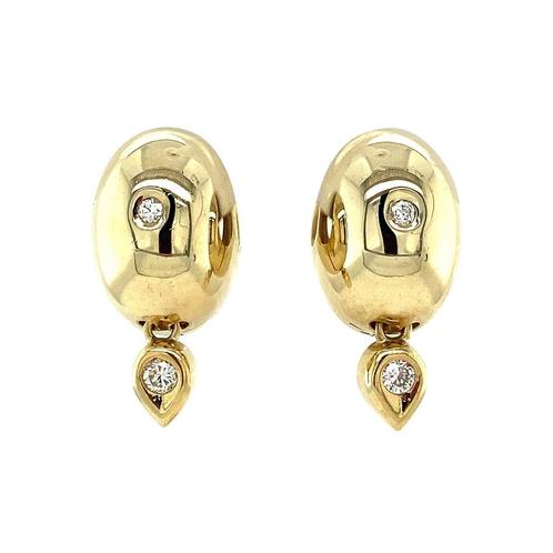 Gouden oorringen met diamant 14 krt, Sieraden, Tassen en Uiterlijk, Oorbellen, Nieuw, Ophalen of Verzenden
