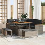 vidaXL 8-delige Tuinbankenset met kussens poly rattan acacia, Verzenden, Nieuw, Rotan