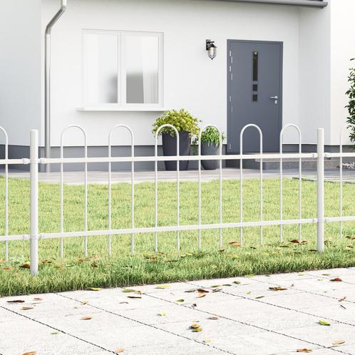 vidaXL Tuinhekje met Boogtop Wit 6,8x0,6 m Staal, Tuin en Terras, Schuttingen, Nieuw, IJzer, Verzenden