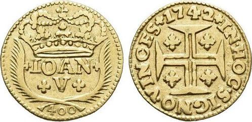 Goud 400 Reis 1734 Portugal John V 1706-1750, Postzegels en Munten, Munten en Bankbiljetten | Toebehoren, Verzenden