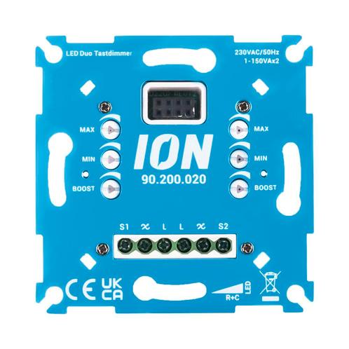 ION Industries LED Duo Tastdimmer 2x150 Watt - 90.200.020, Doe-het-zelf en Verbouw, Elektra en Kabels, Nieuw, Ophalen of Verzenden