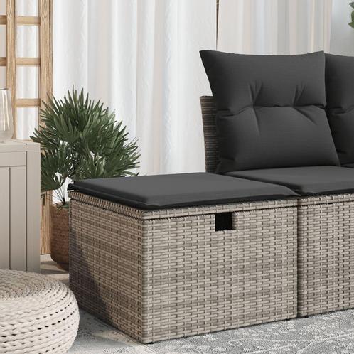 vidaXL Tuinkruk met kussen 55x55x37 cm poly rattan grijs, Tuin en Terras, Tuinsets en Loungesets, Nieuw, Rotan, Verzenden