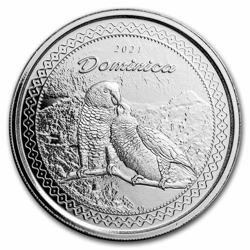EC8 - Dominica Sisserou Parrot 1 oz 2021 (25.000 oplage), Postzegels en Munten, Munten | Amerika, Zuid-Amerika, Losse munt, Zilver