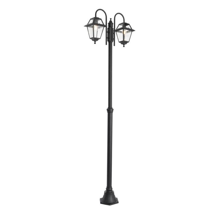 Klassieke buiten lantaarn zwart 235 cm 2-lichts IP44 - Berta, Tuin en Terras, Buitenverlichting, Nieuw, 50 tot 250 watt