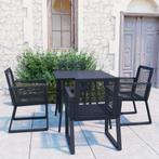 vidaXL 5-delige Tuinset PVC-rattan zwart, 4 zitplaatsen, Kunststof, Verzenden, Nieuw