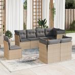 vidaXL 8-delige Loungeset met kussens poly rattan beige, Verzenden, Nieuw, Rotan, Loungeset