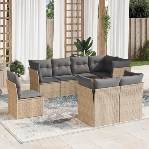 vidaXL 8-delige Loungeset met kussens poly rattan beige, Tuin en Terras, Tuinsets en Loungesets, Loungeset, Nieuw, Rotan, Verzenden