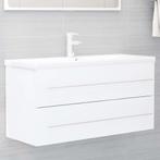 vidaXL 804719  Wastafelkast 100x38,5x48 cm bewerkt hout wit, Huis en Inrichting, Badkamer | Badkamermeubels, Verzenden, Nieuw