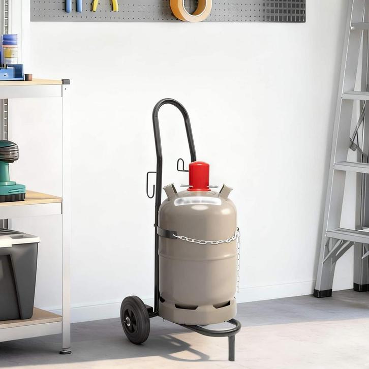 vidaXL Handtrolley Zwart en Rood 49 x 49 x 101 cm Staal, Doe-het-zelf en Verbouw, Gereedschap | Overige machines, Nieuw, Verzenden