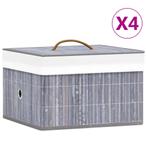 vidaXL Opbergboxen 4 st bamboe grijs, Huis en Inrichting, Woonaccessoires | Kisten, Nieuw, Verzenden