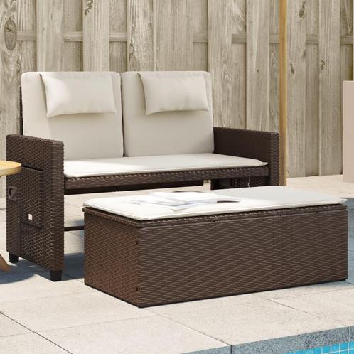 vidaXL Tuinbankje verstelbaar met kussens poly rattan bruin, Tuin en Terras, Tuinbanken, Nieuw, Rotan, Verzenden