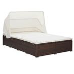 vidaXL Ligbed met kussen 2-persoons poly rattan bruin, Tuin en Terras, Verzenden, Nieuw