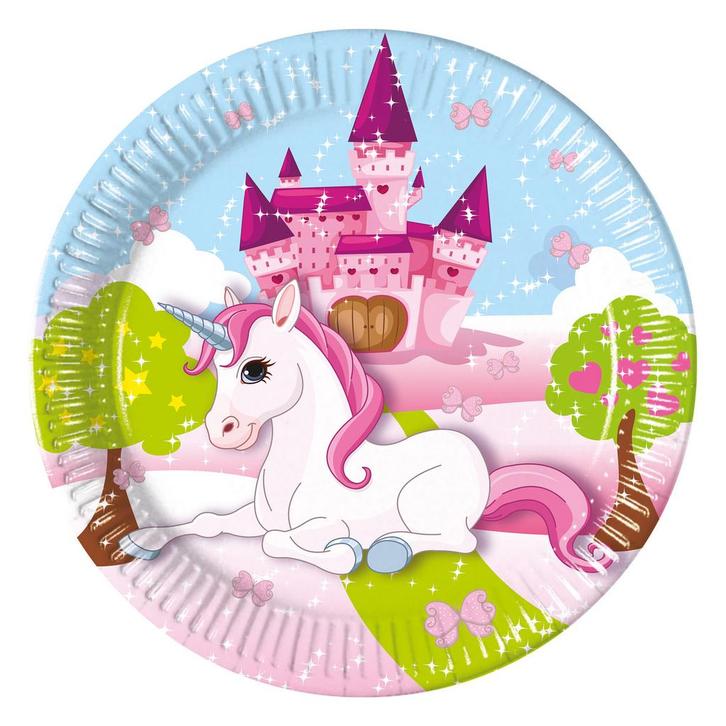 Unicorn Borden 20cm 8st, Hobby en Vrije tijd, Feestartikelen, Nieuw, Verzenden
