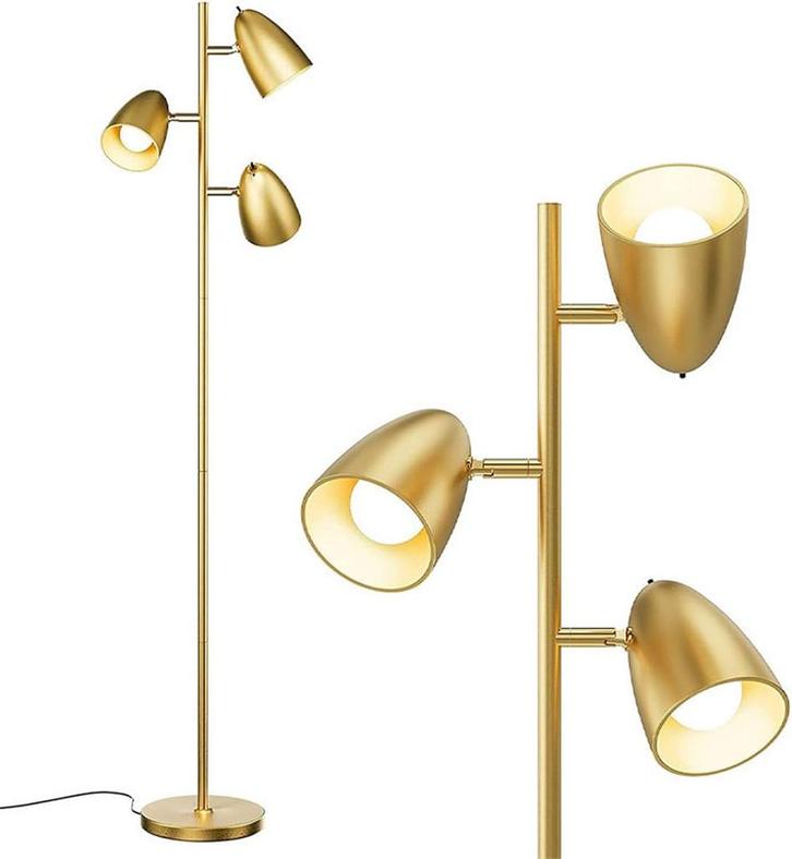 Vloerlamp - Staande lamp - 163 cm - Goud - COSTWAY, Huis en Inrichting, Lampen | Vloerlampen, Zo goed als nieuw, Verzenden