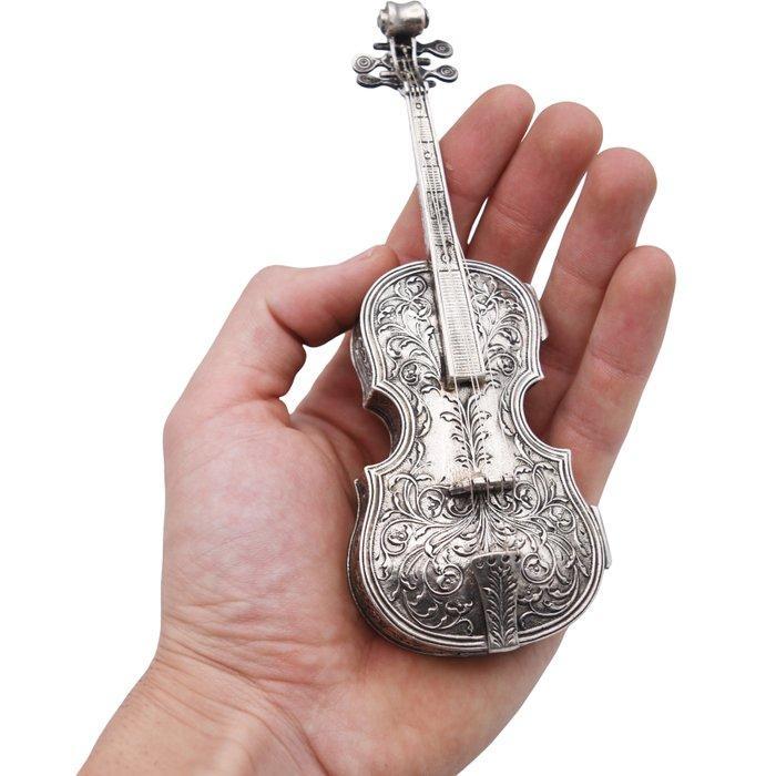 Snuifdoos - Grote versierde viool - .800 zilver, Antiek en Kunst, Antiek | Goud en Zilver