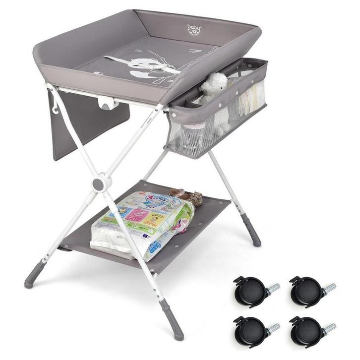Baby Joy 4-in-1 Inklapbare Babycommode – Grijs – Verstelbaar, Kinderen en Baby's, Badjes en Verzorging, Ophalen of Verzenden