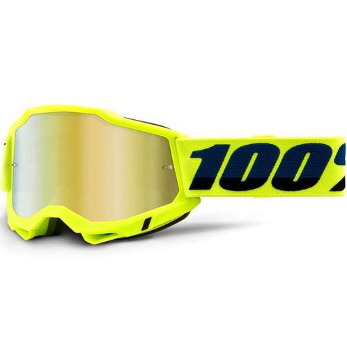 Crossbril 100% Accuri Fluo Geel met spiegellens, Motoren, Kleding | Motorkleding, Nieuw met kaartje, Motorcrosskleding, Verzenden