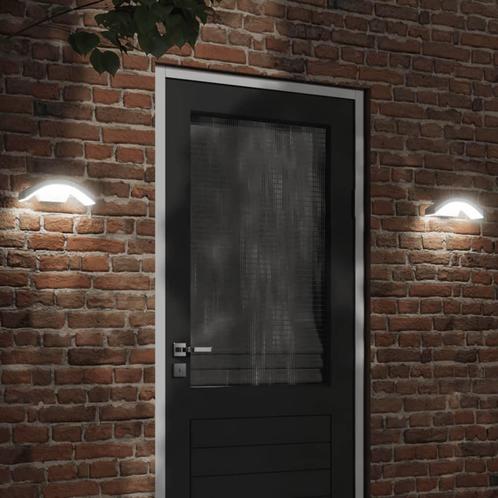vidaXL Buitenwandlamp LED met sensors gegoten aluminium wit, Tuin en Terras, Buitenverlichting, Nieuw, Verzenden