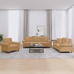 vidaXL 3-delige Loungeset met kussens fluweel bruin, Huis en Inrichting, Banken | Bankstellen, Verzenden, Nieuw, Vierpersoons of meer