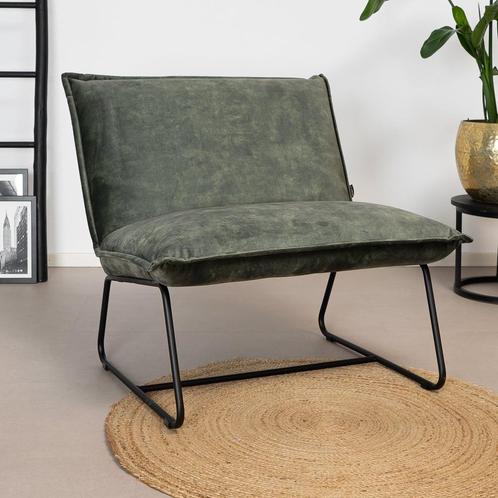 40% Korting: Velvet fauteuil Paris groen, Huis en Inrichting, Fauteuils, Zo goed als nieuw, Stof, Ophalen