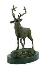 sculptuur, Braying red deer - 2,3 kg - 25 cm - Gepatineerd, Antiek en Kunst