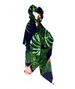 Scrunchie Haarelastiek Linten Leaves Groen Blauw, Verzenden, Nieuw