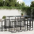 vidaXL 11-delige Tuinbarset gepoedercoat staal zwart, Verzenden, Nieuw, Rvs, Meer dan 8 zitplaatsen