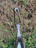Brons Moderne Sculptuur - Moeder met kind - 46x24x95cm - 9Kg, Nieuw, Mensenbeeld, Metaal, Verzenden