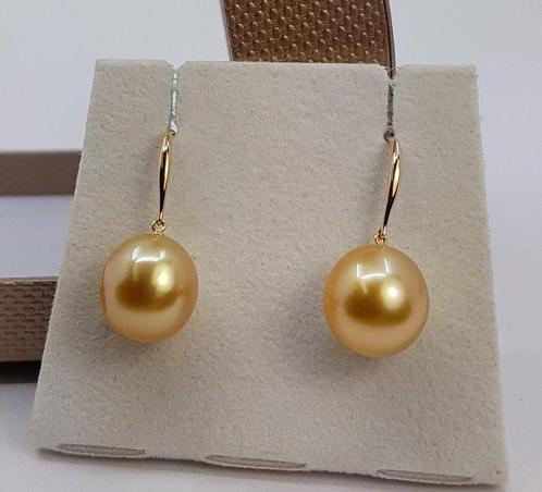 Oorbellen - 14 karaat Geel goud - 11x12mm Zuidzeeparels, Sieraden, Tassen en Uiterlijk, Oorbellen