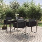 vidaXL 5-delige Tuinset zwart, 4 zitplaatsen, Verzenden, Nieuw, Rvs