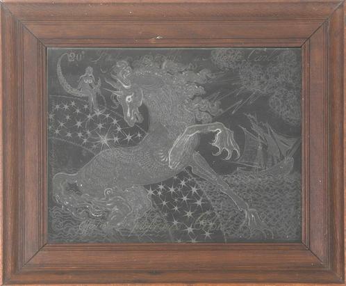 Een lichtbak met mythische wezens, Monte Carlo, Cibié, 1950, Antiek en Kunst, Curiosa en Brocante