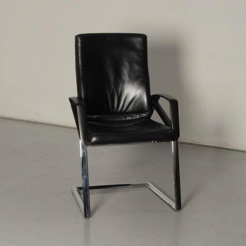 Sitag vergaderstoel, zwart leder, slede frame, Huis en Inrichting, Bureaustoelen, Ophalen of Verzenden