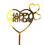 Acryl taart topper Happy Birthday Hart of Ster goud, Hobby en Vrije tijd, Taarten en Cupcakes maken, Verzenden, Nieuw, Taarten