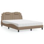 vidaXL Bed met matras kunstleer cappuccinokleurig 140x190 cm, Overige materialen, Bruin, Verzenden, Nieuw