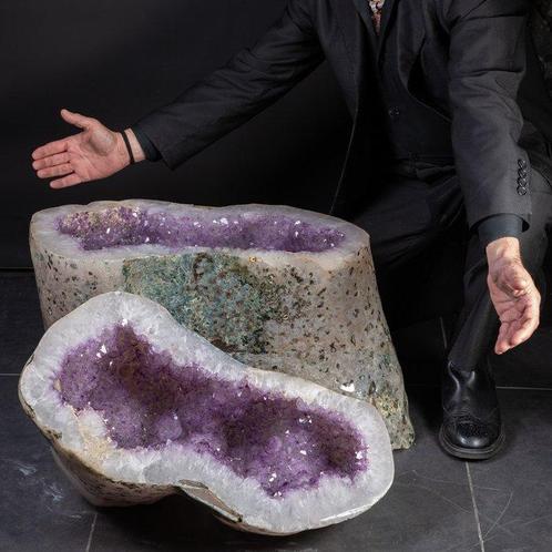 Exclusief natuurwonder - Ametist en mosagaat Grote Geode -, Verzamelen, Mineralen en Fossielen