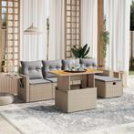 vidaXL 6-delige Loungeset met kussens poly rattan beige, Tuin en Terras, Tuinsets en Loungesets, Verzenden, Nieuw, Rotan, Loungeset