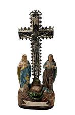 Antiek Crucifix - Hout, Gips, Metaal - Early 20th century -