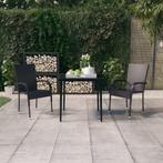 vidaXL 3-delige Tuinset zwart, 2 zitplaatsen, Nieuw, Tuinset, Verzenden